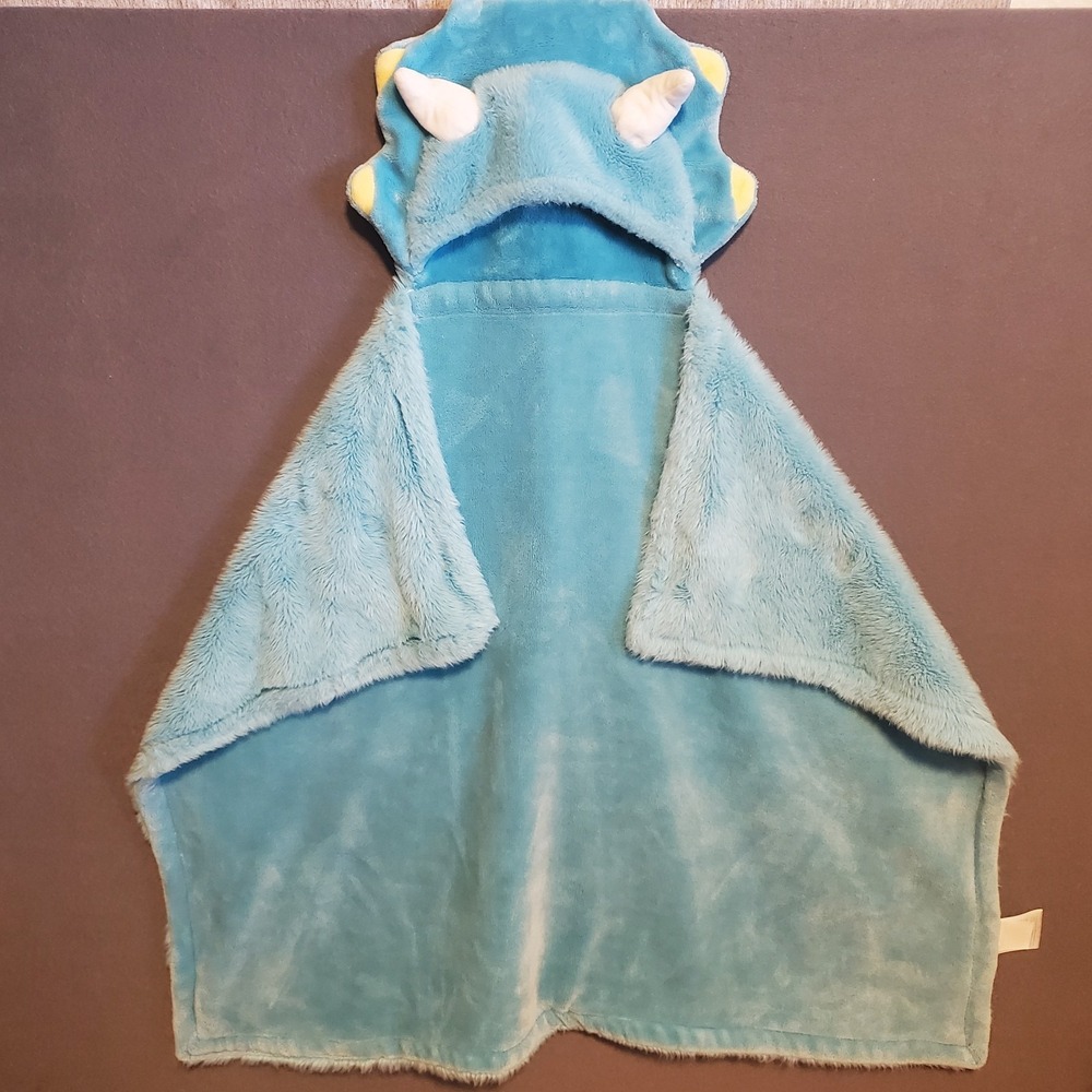 Little Miracles  Blue Thick Plush Toddler Baby Dinosaur‎ Hooded Blanket Wrap